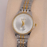 Two Tone Silver Chain Womans Watch White Dial